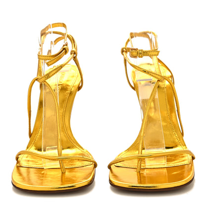 Bottega Veneta Laminated Calfskin The Line 90mm Sandals 36 Gold 2 of 7