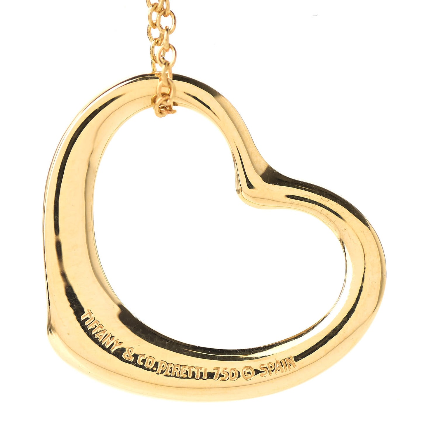 18K Yellow Gold 22mm Elsa Peretti Open Heart Pendant Necklace