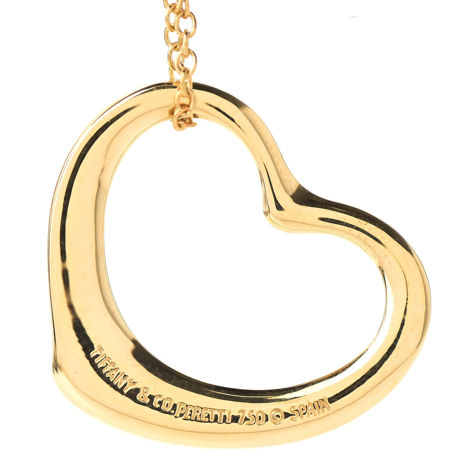 Tiffany 18K Yellow Gold 22mm Elsa Peretti Open Heart Pendant Necklace 4 of 7