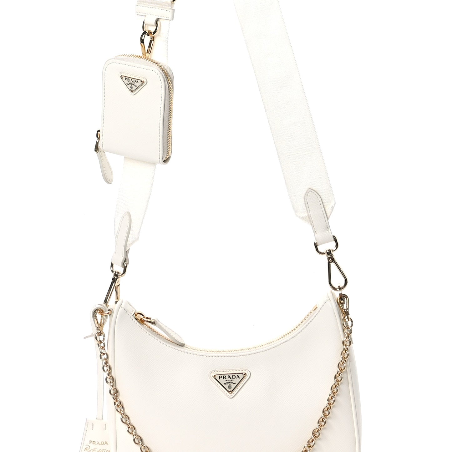 Saffiano Re-Edition 2005 Shoulder Bag White
