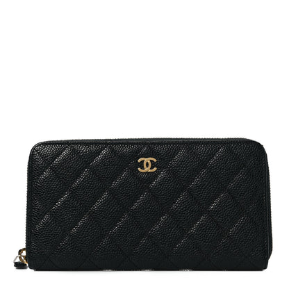 Chanel Caviar Quilted Large Gusset Zip Around Wallet Black 1 of 9
