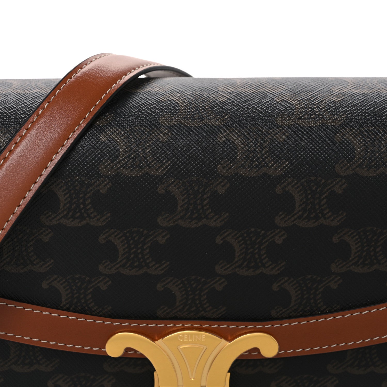 Celine Calfskin Triomphe Canvas Teen Triomphe Bag Tan 9 of 11