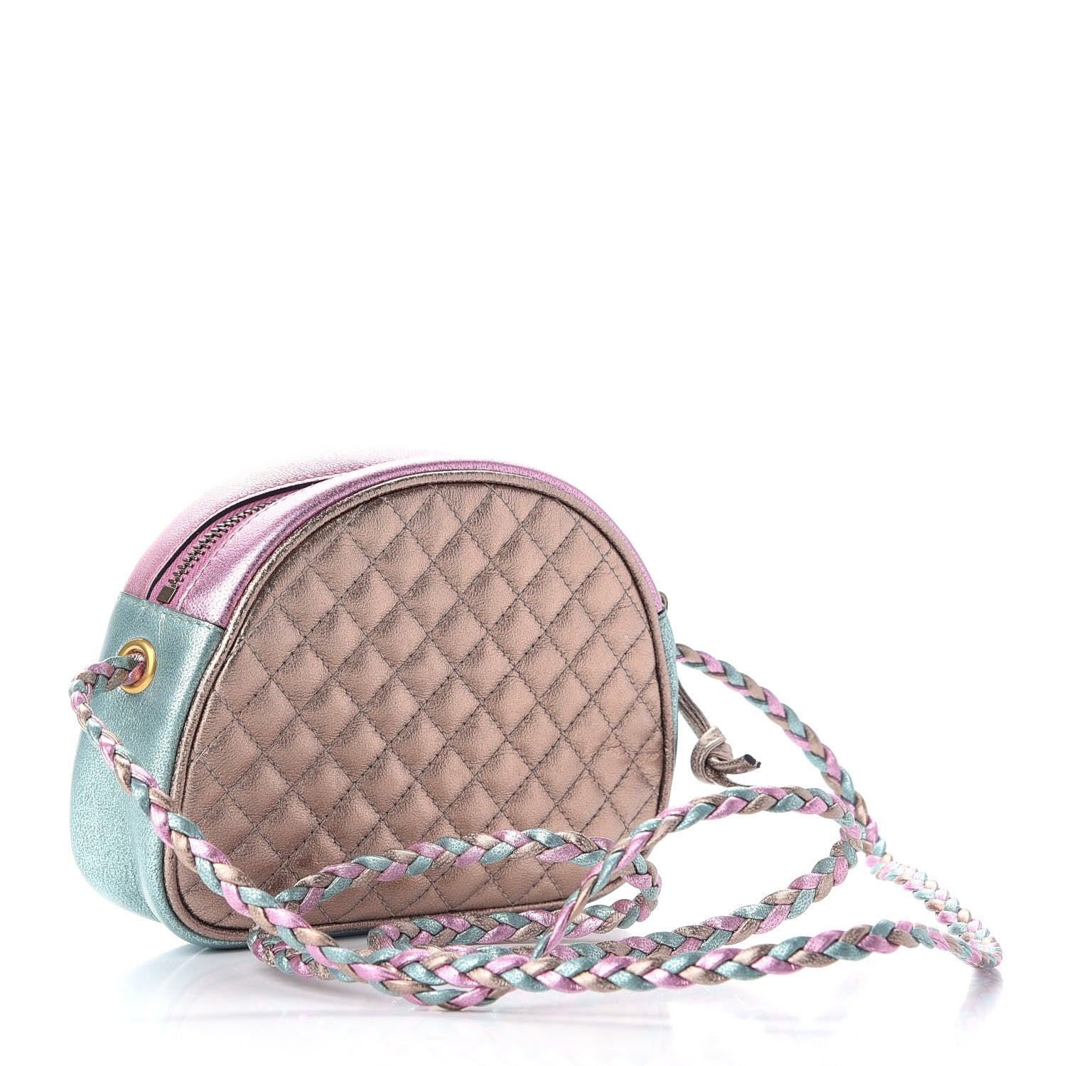 Gucci Laminated Nappa Trapuntata Mini Zumi Dome Shoulder Bag Rosa Lago Rame 3 of 9