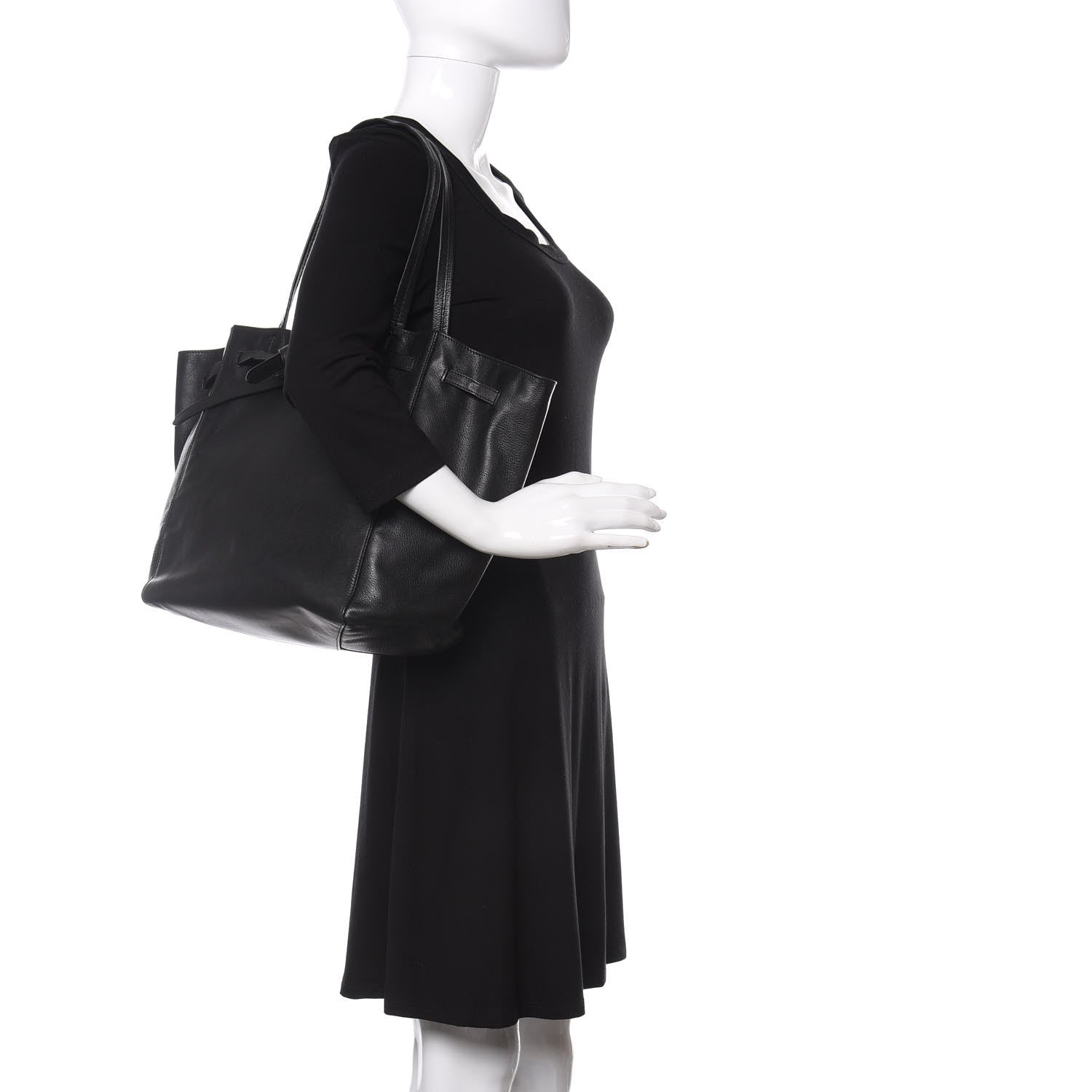 Celine Soft Grained Calfskin Small Belt Cabas Phantom Black 2 of 14