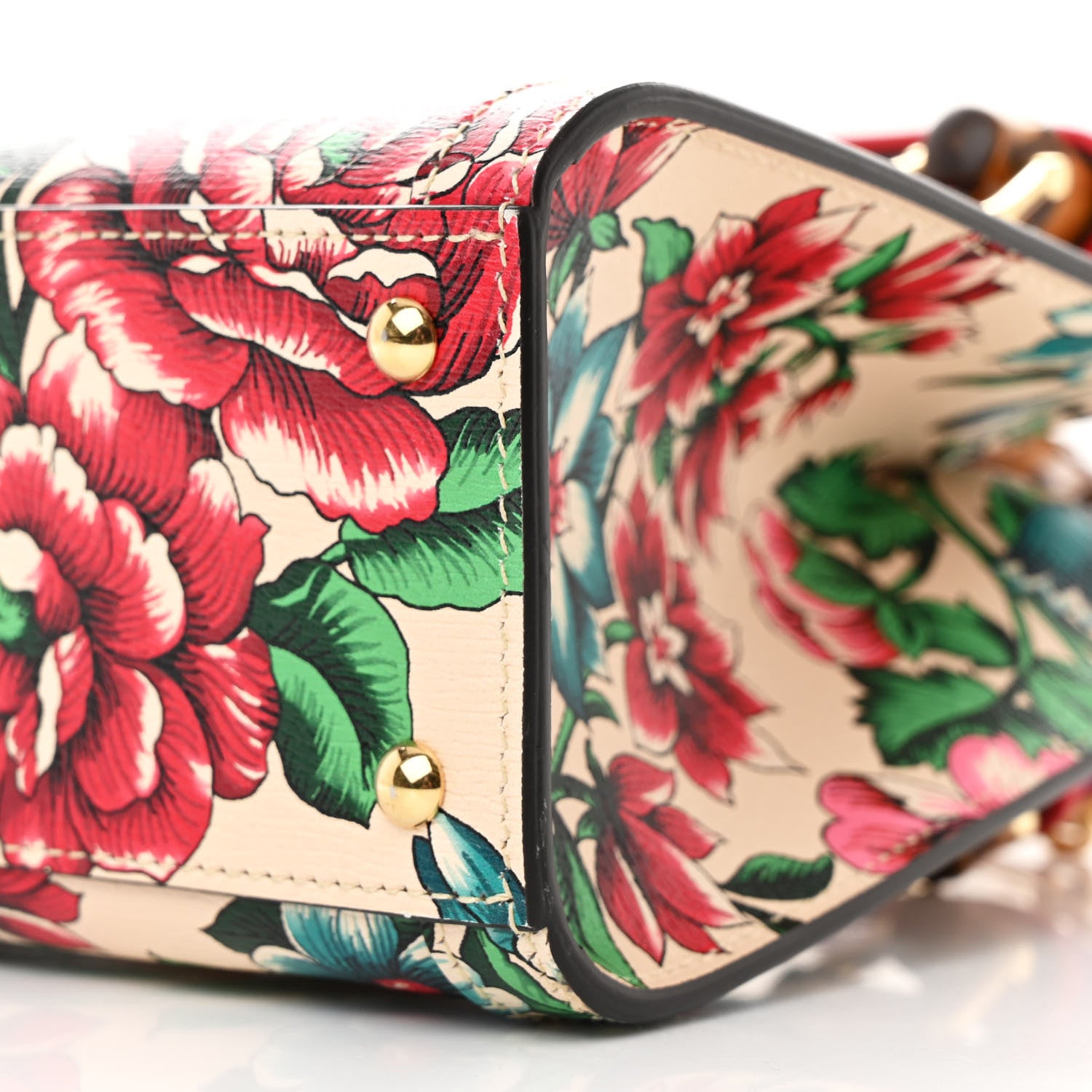 Gucci New Shangai Calfskin Floral Print Mini Diana Tote Bag Multicolor 10 of 10