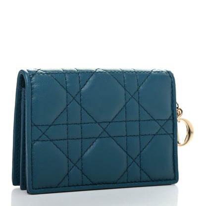 Christian Dior Lambskin Cannage Small Lady Dior Flap Card Holder Deep Ocean 3 of 7