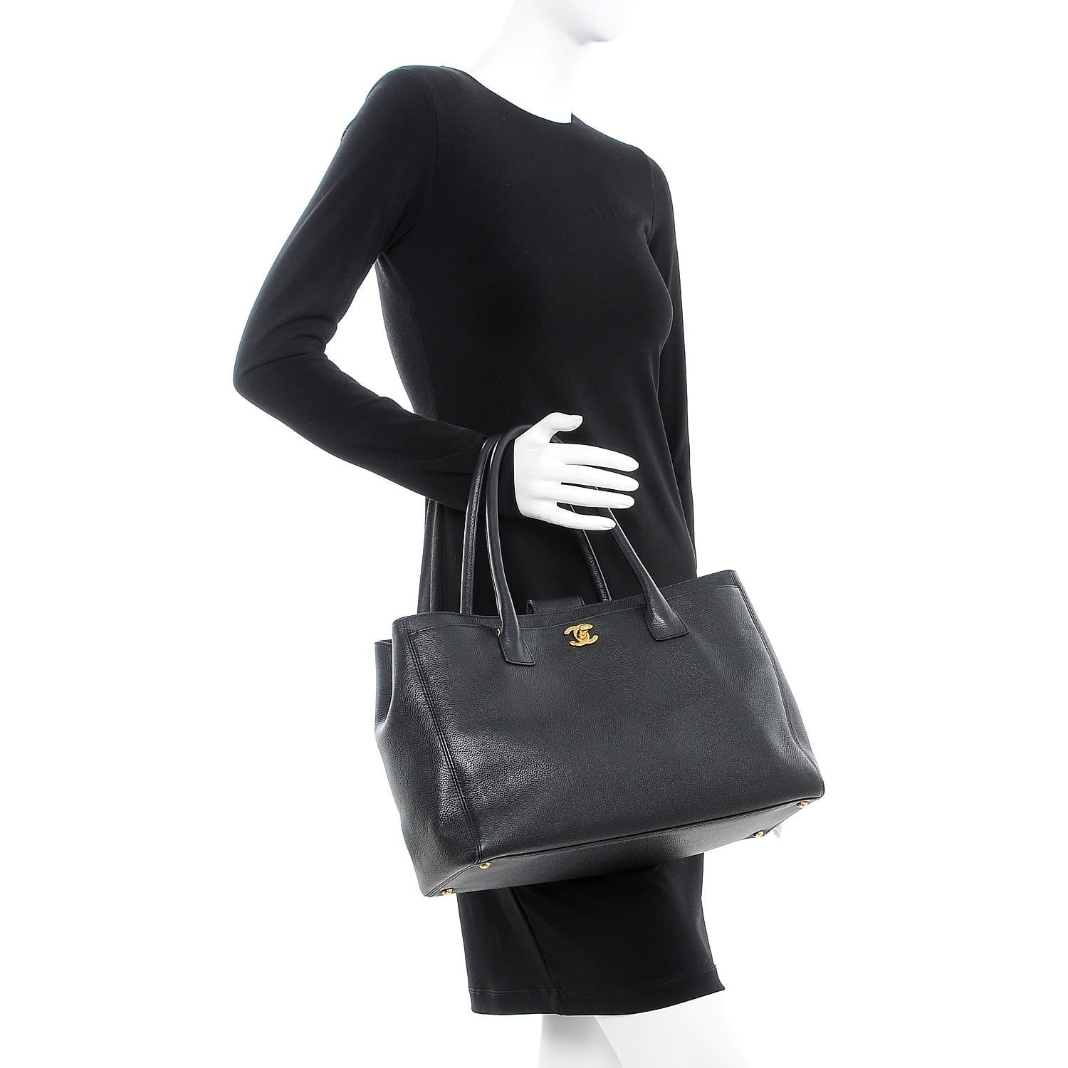 Chanel Calfskin Cerf Executive Shopper Tote Black 2 of 14