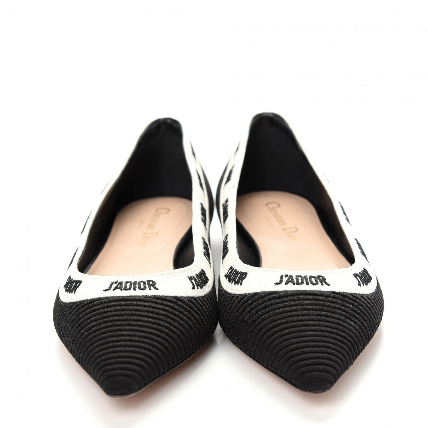Christian Dior Fabric Ribbon Embroidered J'Adior Ballet Flats 36.5 Black 2 of 11