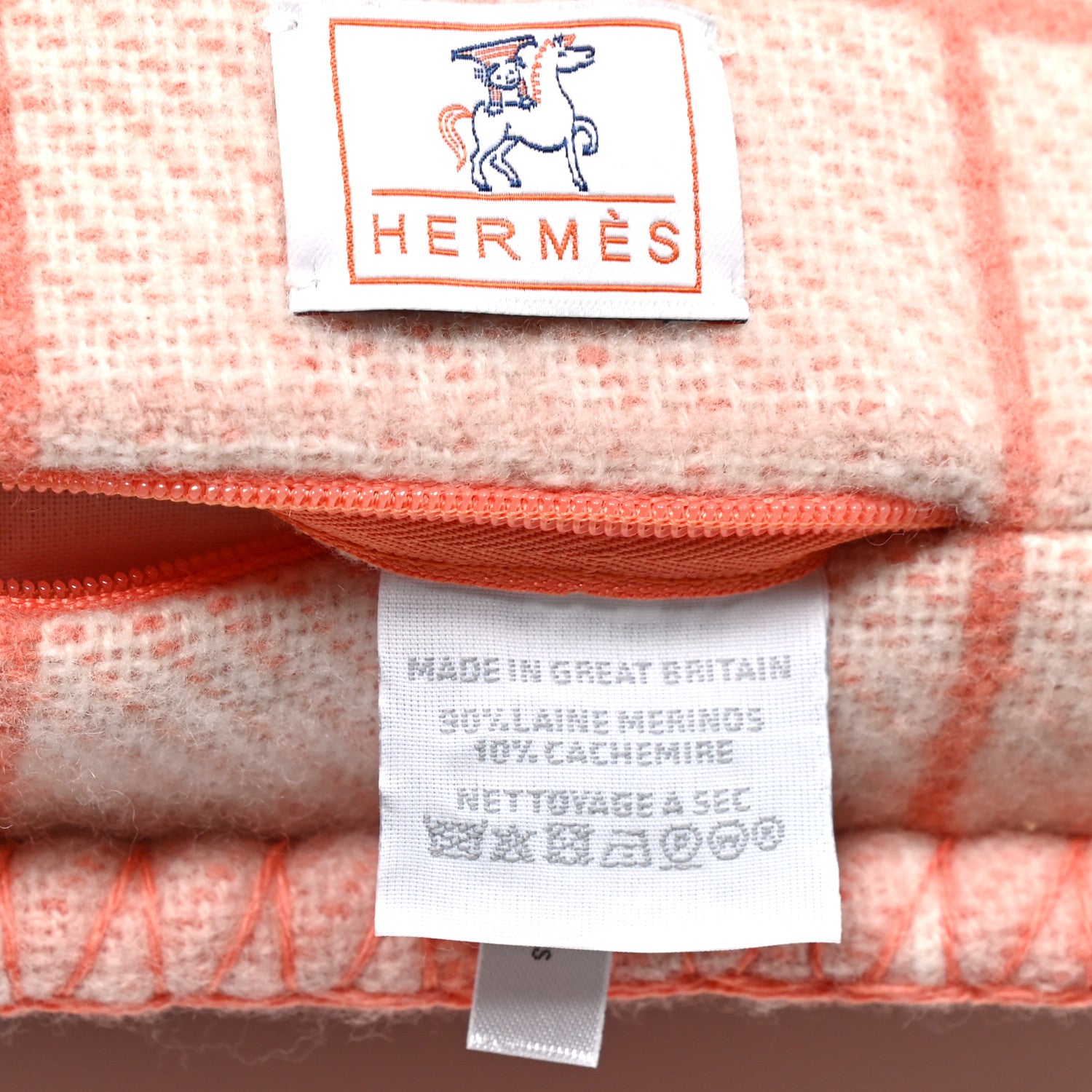 Hermes Wool Cashmere Avalon Cabriole Pillow Melon 4 of 4