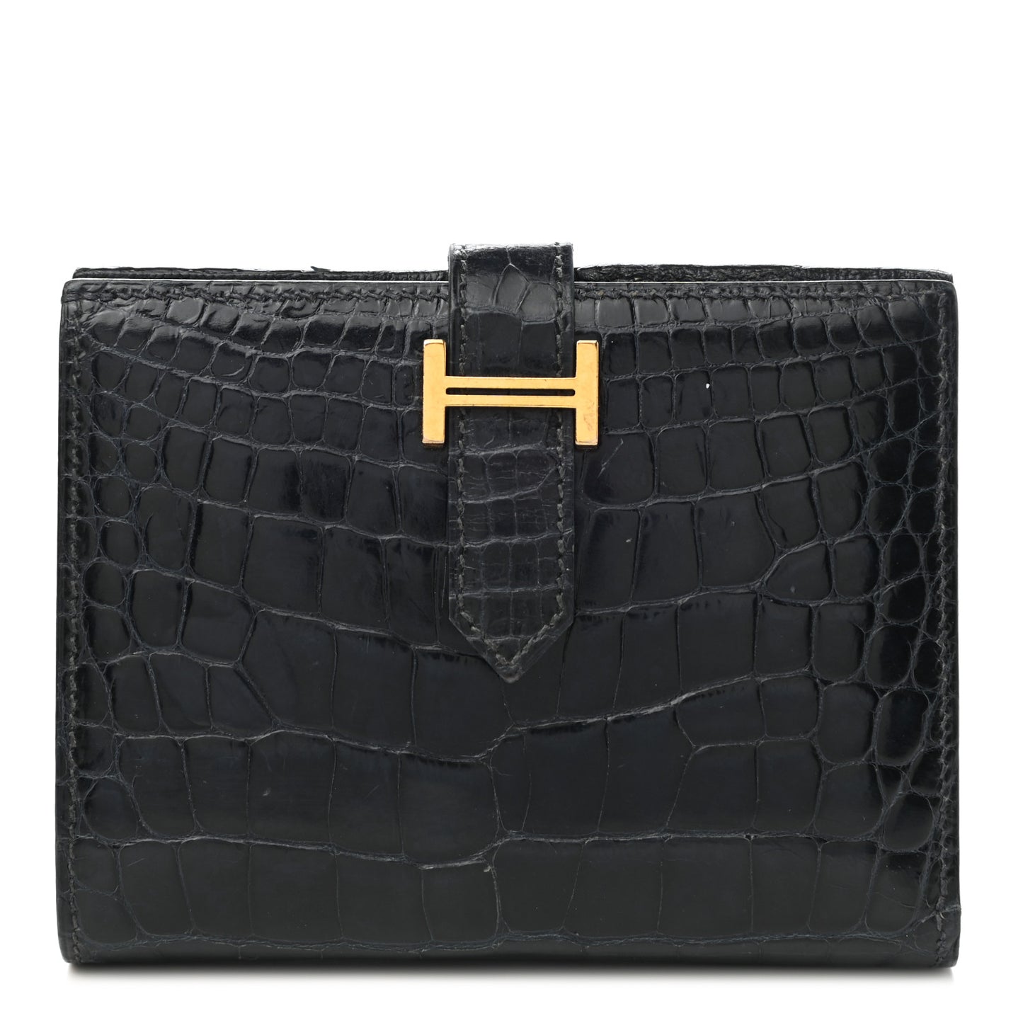 Matte Alligator Bearn Compact Wallet Bleu Indigo