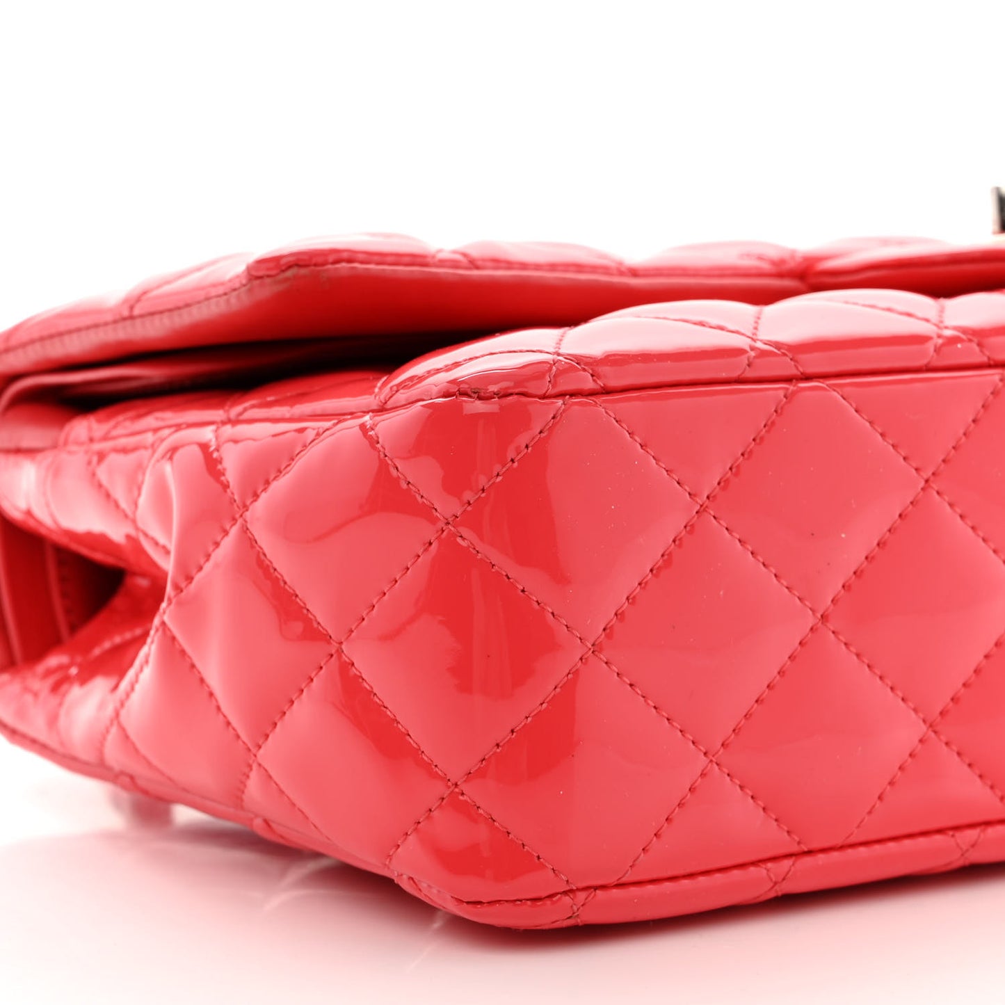 Patent Quilted Medium Double Flap Dark Pink