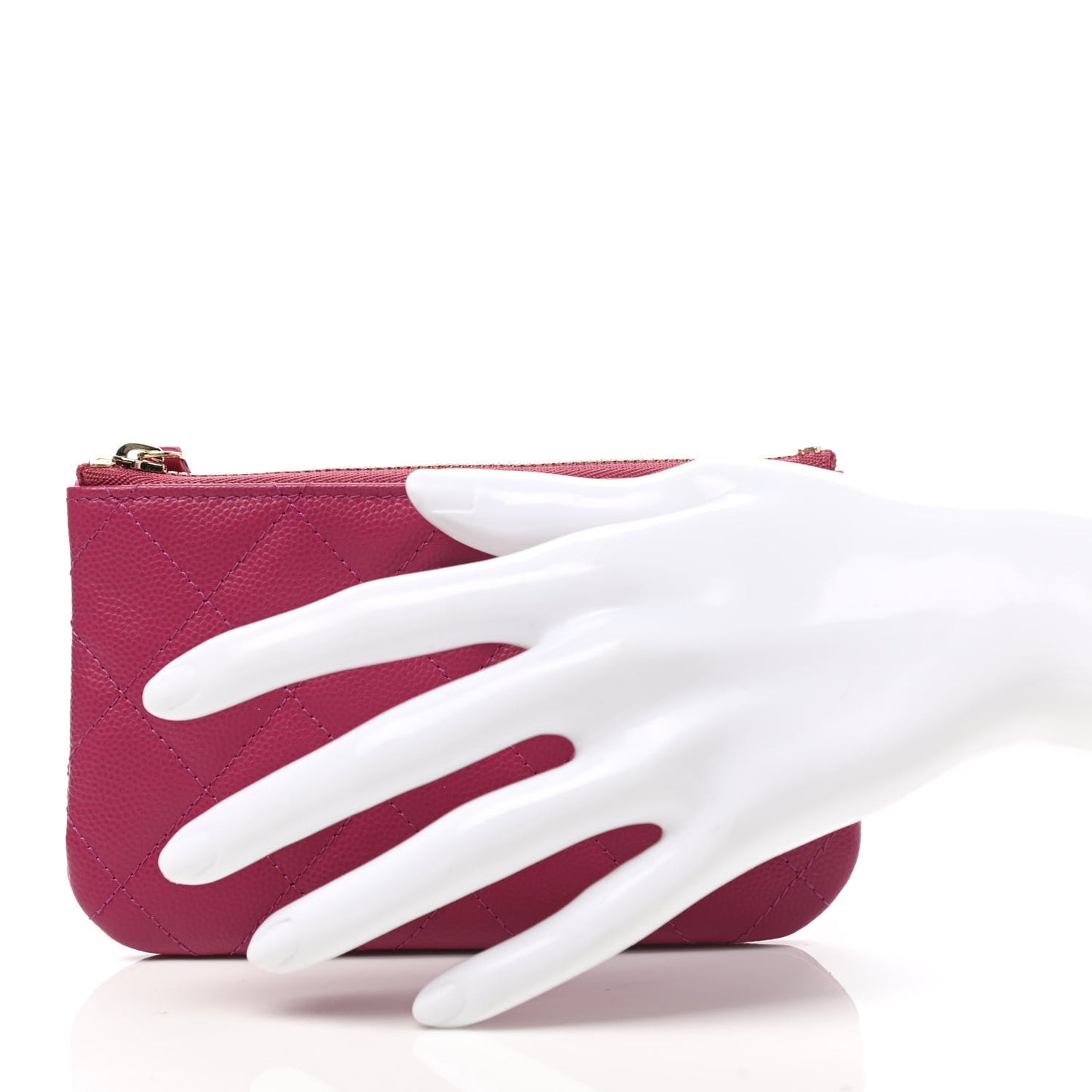 Caviar Quilted Small Cosmetic Case Fuchsia