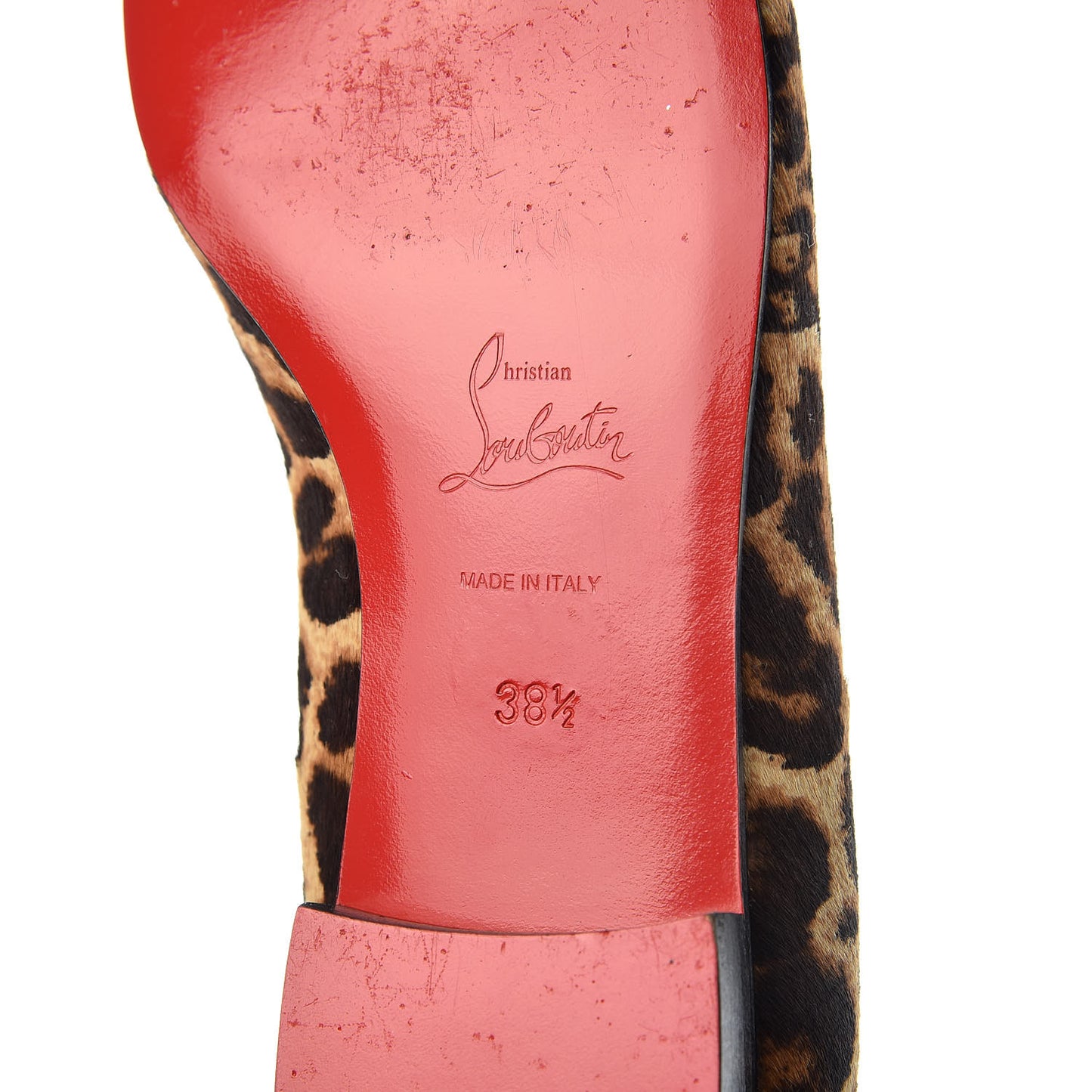 Leopard Print Calf Hair Cap Toe I Love My Loubies Loafers 38.5 Red