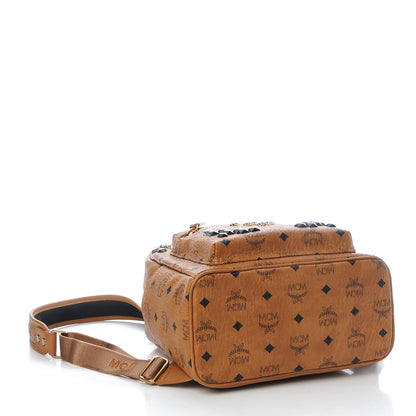 MCM Visetos Studded Small Stark Backpack Cognac 4 of 10