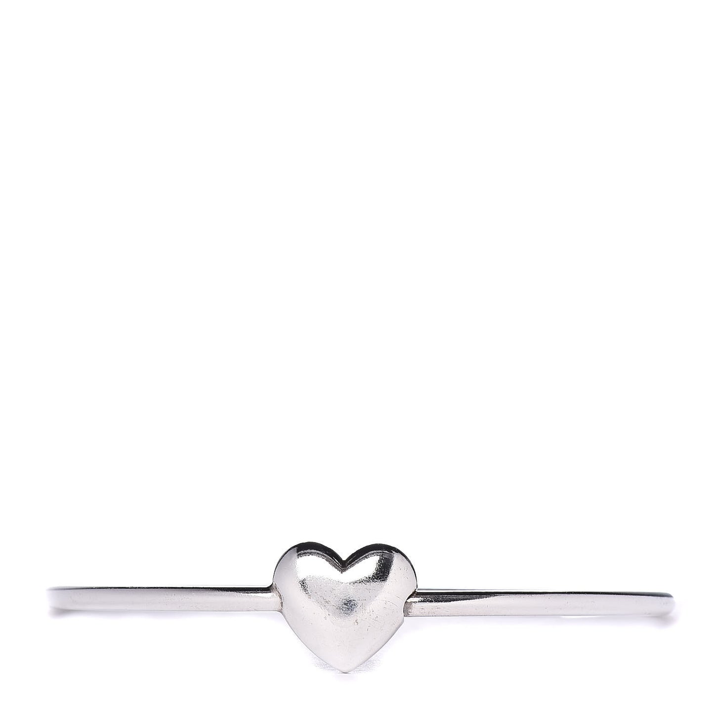 Sterling Silver Puffy Heart Bangle Bracelet