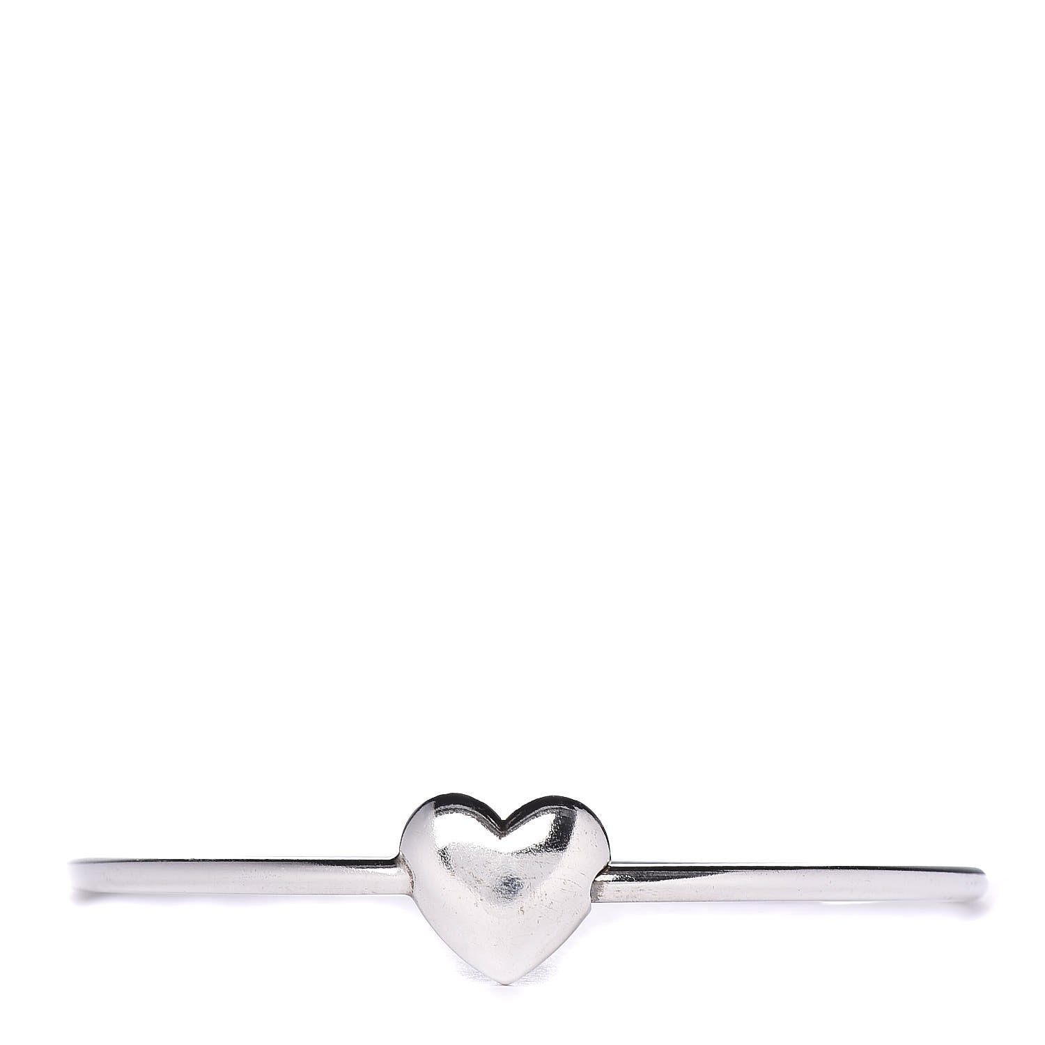 Tiffany Sterling Silver Puffy Heart Bangle Bracelet 1 of 5