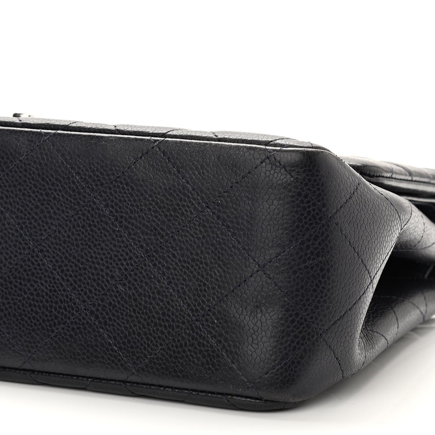 Caviar Quilted Jumbo Double Flap Navy Blue