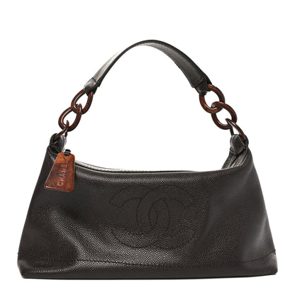 Chanel Caviar CC Wood Chain Hobo Dark Brown 1 of 10
