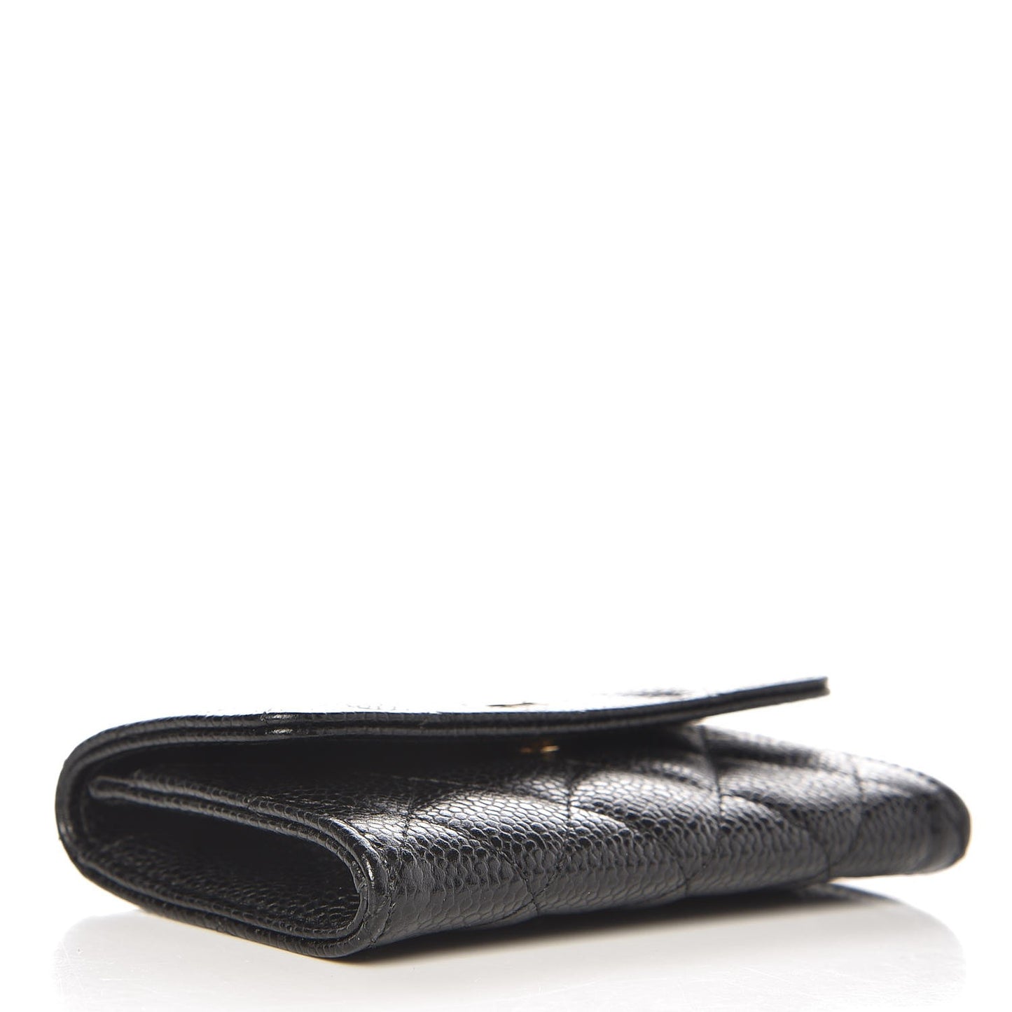 Caviar Quilted Flap Card Holder Black