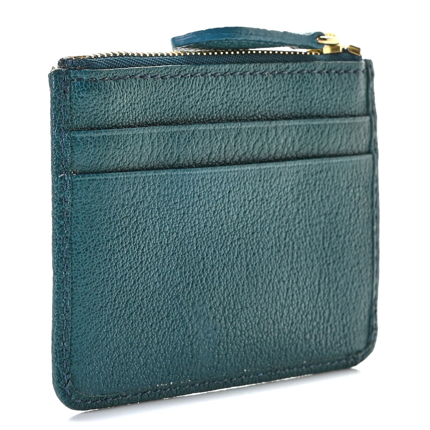 Goatskin Coin Case Card Holder Blue