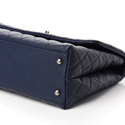 Chanel Caviar Lizard Quilted Medium Coco Handle Flap Navy 7 of 12