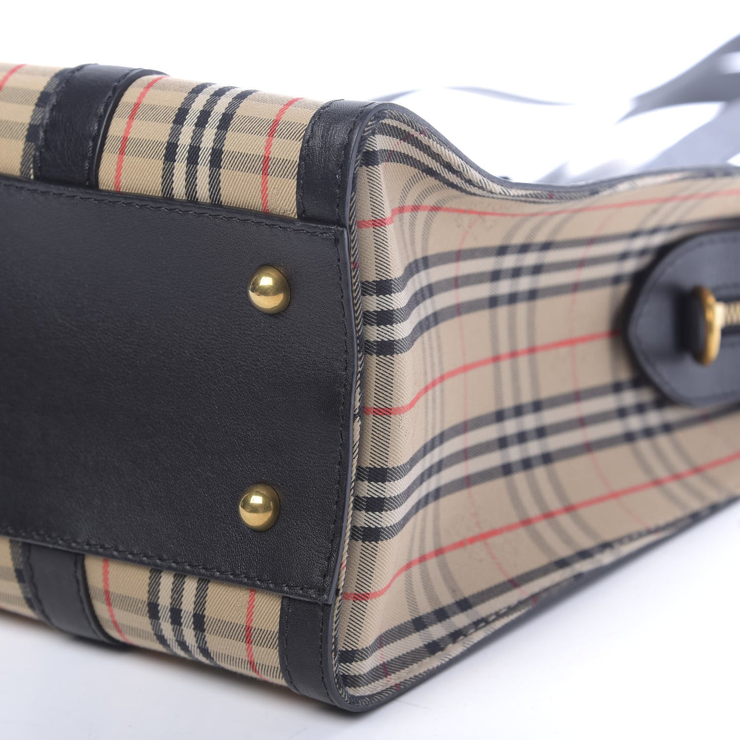 Calfskin 1983 Knight Check Link Medium Zip Tote Black