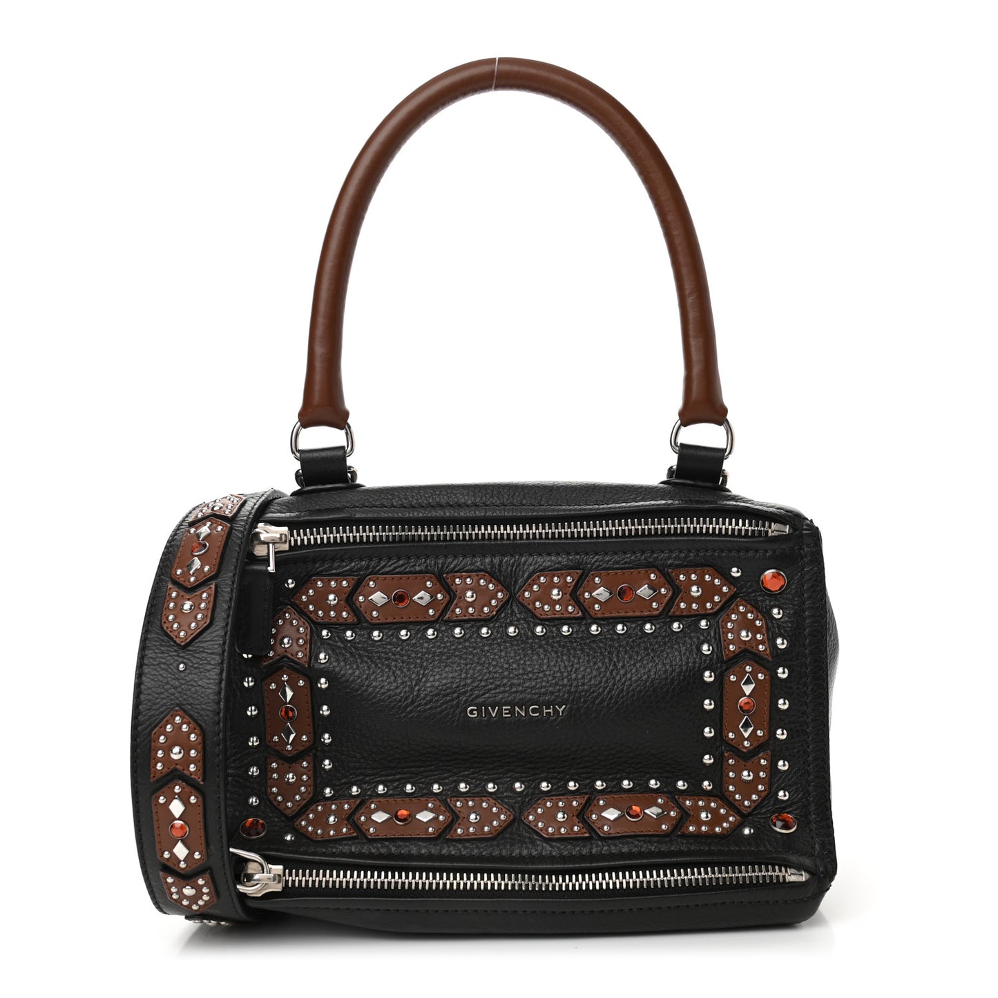 Calfskin Small Studded Pandora Black Brown