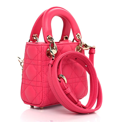 Christian Dior Lambskin Cannage Micro Lady Dior Bright Pink 2 of 9