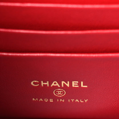 Chanel Caviar Quilted Polly Pocket East West Top Vanity With Chain Red 6 of 10