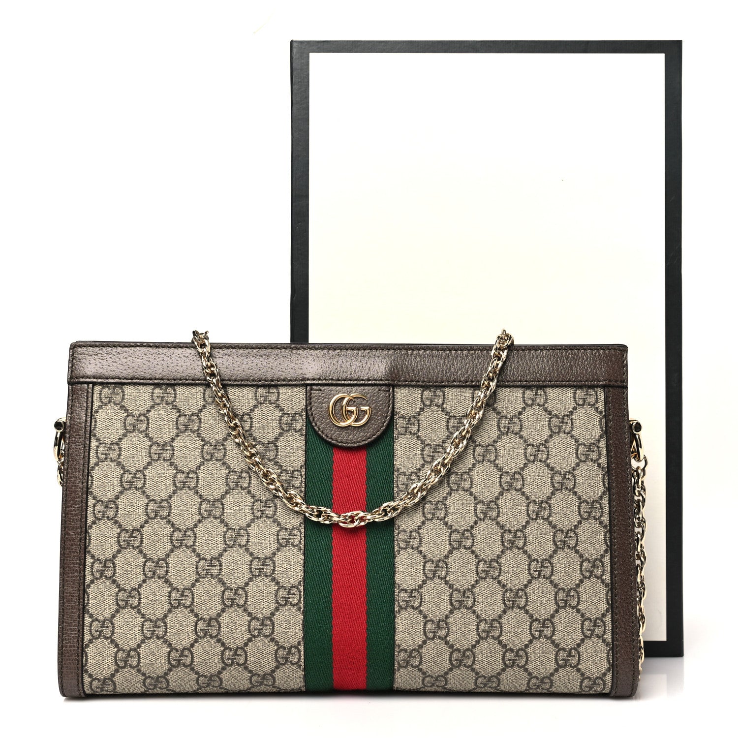 Gucci GG Supreme Monogram Web Medium Ophidia Chain Shoulder Bag Brown 11 of 11