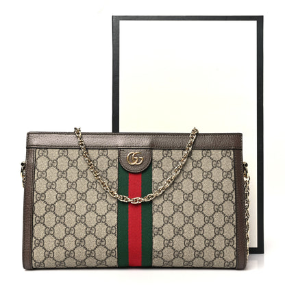 Gucci GG Supreme Monogram Web Medium Ophidia Chain Shoulder Bag Brown 11 of 11