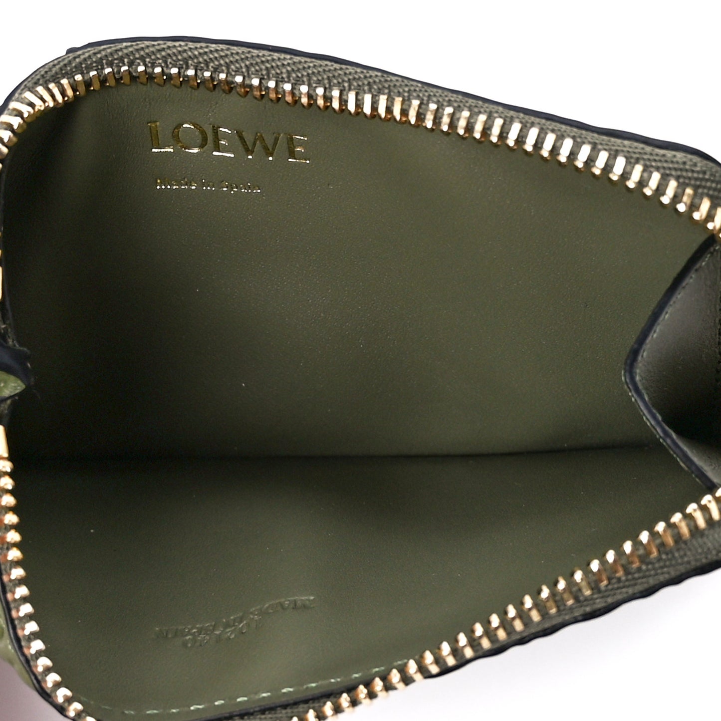 Calfskin Embossed Repeat Coin Card Holder Avocado Green