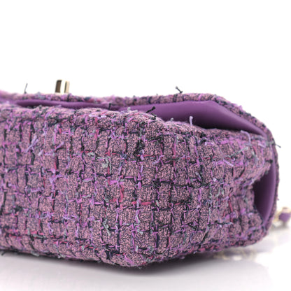 Chanel Tweed Quilted Mini Rectangular Flap Light Purple Pink Navy 10 of 10