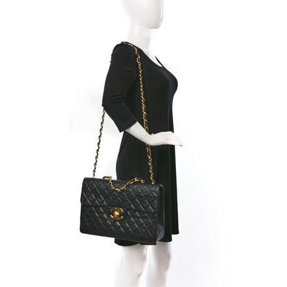 Chanel Lambskin Quilted XL Jumbo Single Flap Black 2 of 11