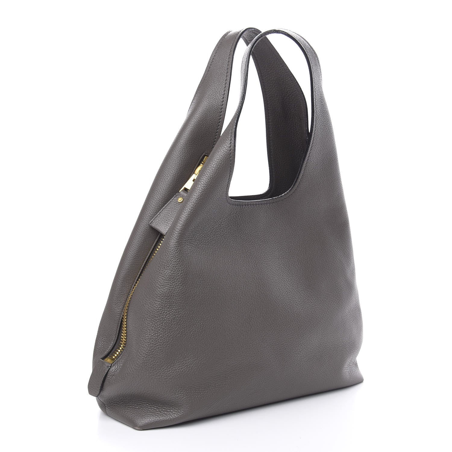 Tom Ford Pebbled Calfskin Jennifer Side-Zip Hobo Warm Taupe 3 of 12