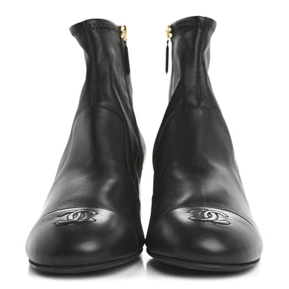 Chanel Stretch Lambskin Cap Toe CC Short Boots 39 Black 3 of 9
