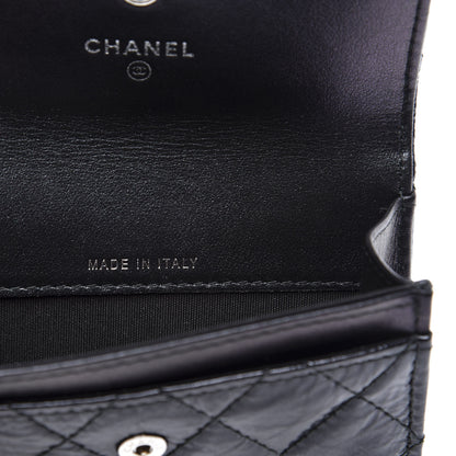 Chanel Distressed Patent Quilted Flap Card Holder Black 8 of 10