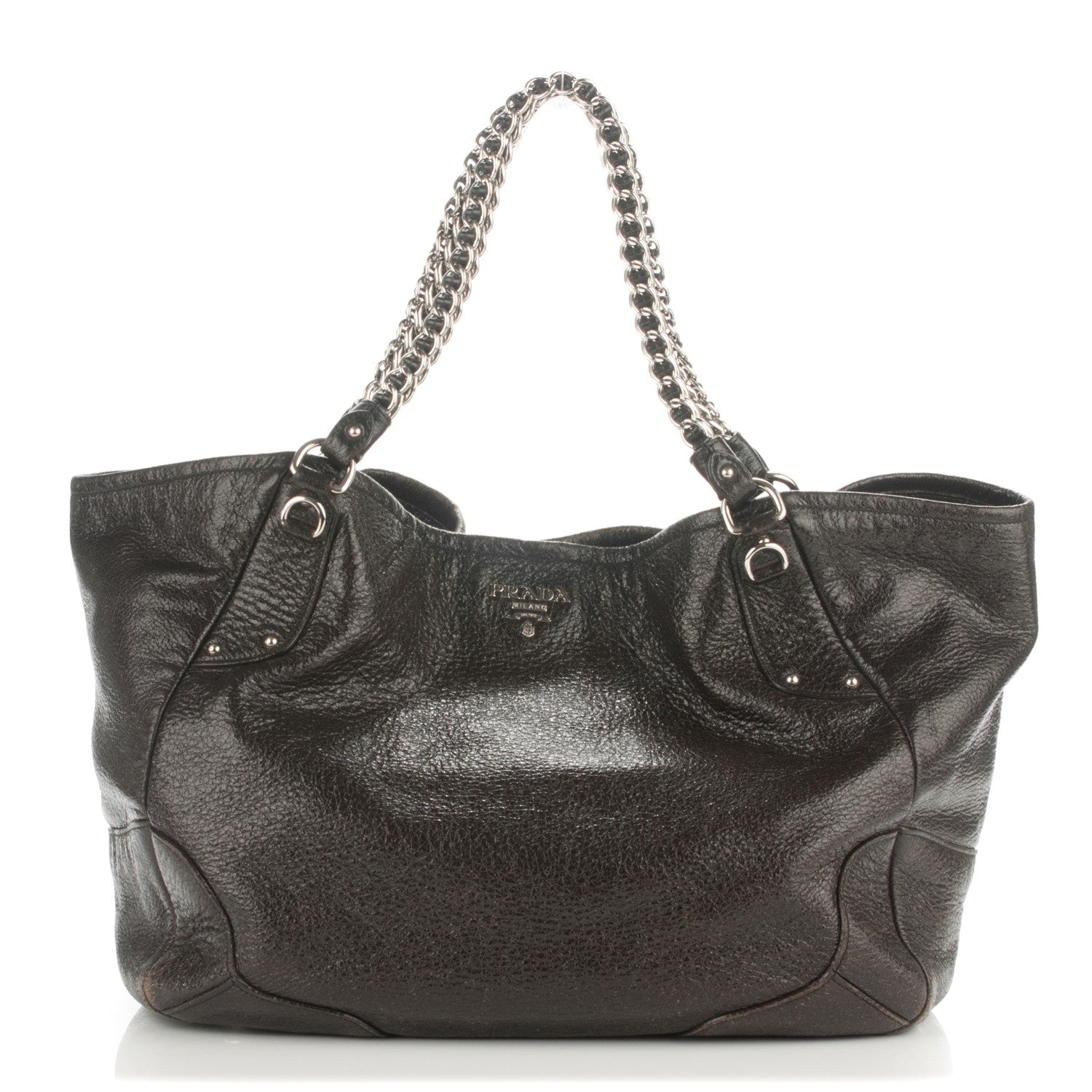 Prada Cervo Lux Chain Shoulder Bag Ebano 1 of 11