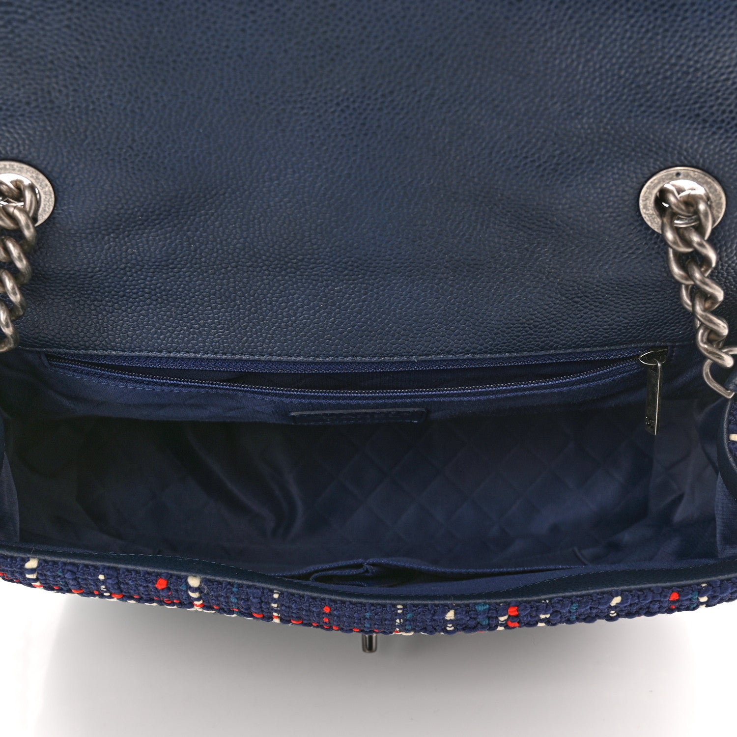 Chanel Tweed Trip Top Handle Flap Navy 4 of 10