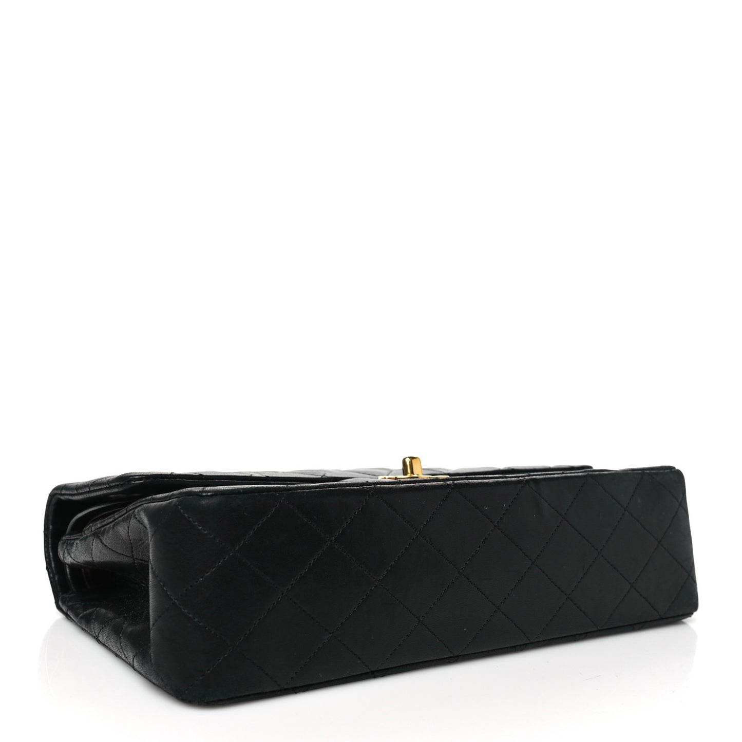 Lambskin Quilted Medium Double Flap Black