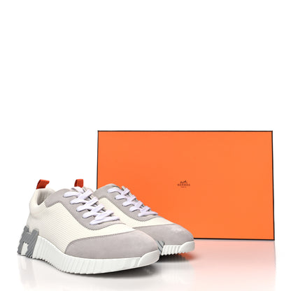 Hermes Technical Canvas Suede Goatskin Bouncing Sneakers 38 White Multicolor 8 of 8