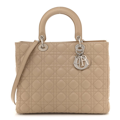 Christian Dior Lambskin Cannage Large Lady Dior Beige 1 of 13