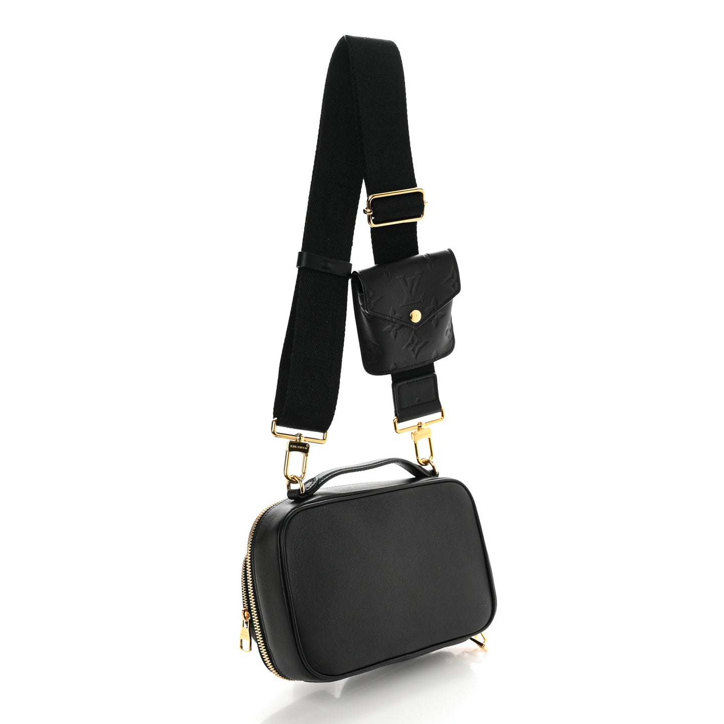 Calfskin Monogram Embossed Utility Crossbody Black