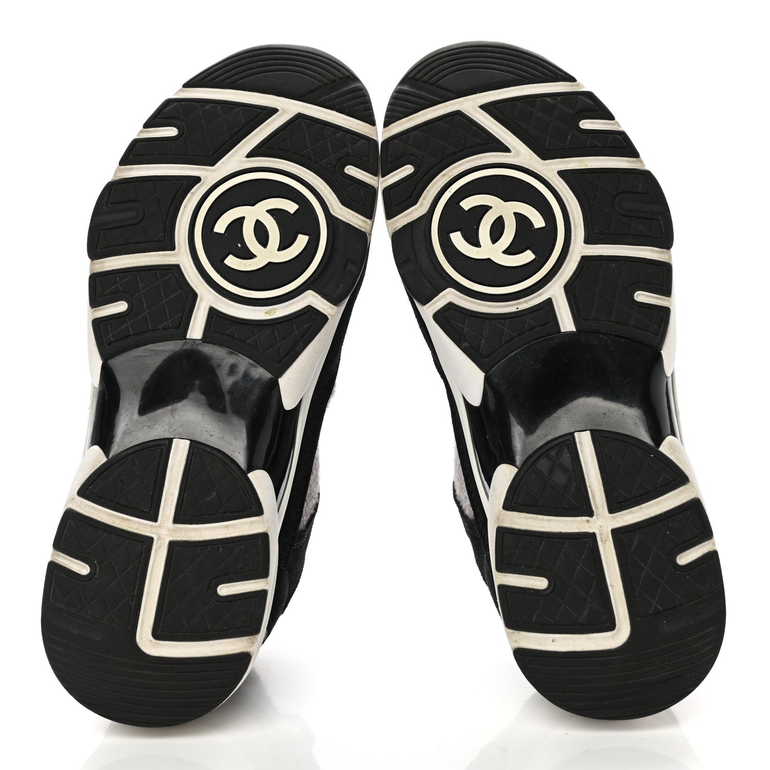 Chanel Fabric Suede Calfskin CC Sneakers 36 Grey Black 5 of 9
