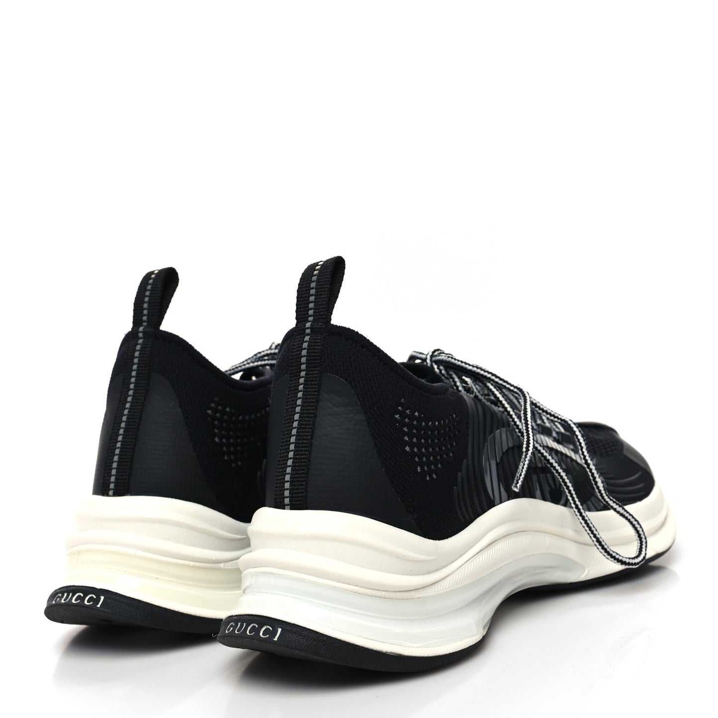 Technical Knit Fabric Waves Mens Gucci Run Sneakers 8.5 Black Loess