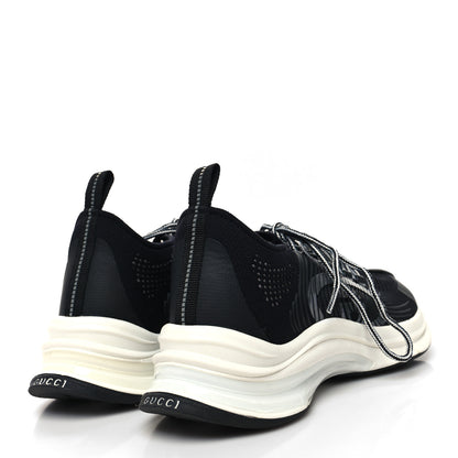 Gucci Technical Knit Fabric Waves Mens Gucci Run Sneakers 8.5 Black Loess 4 of 7
