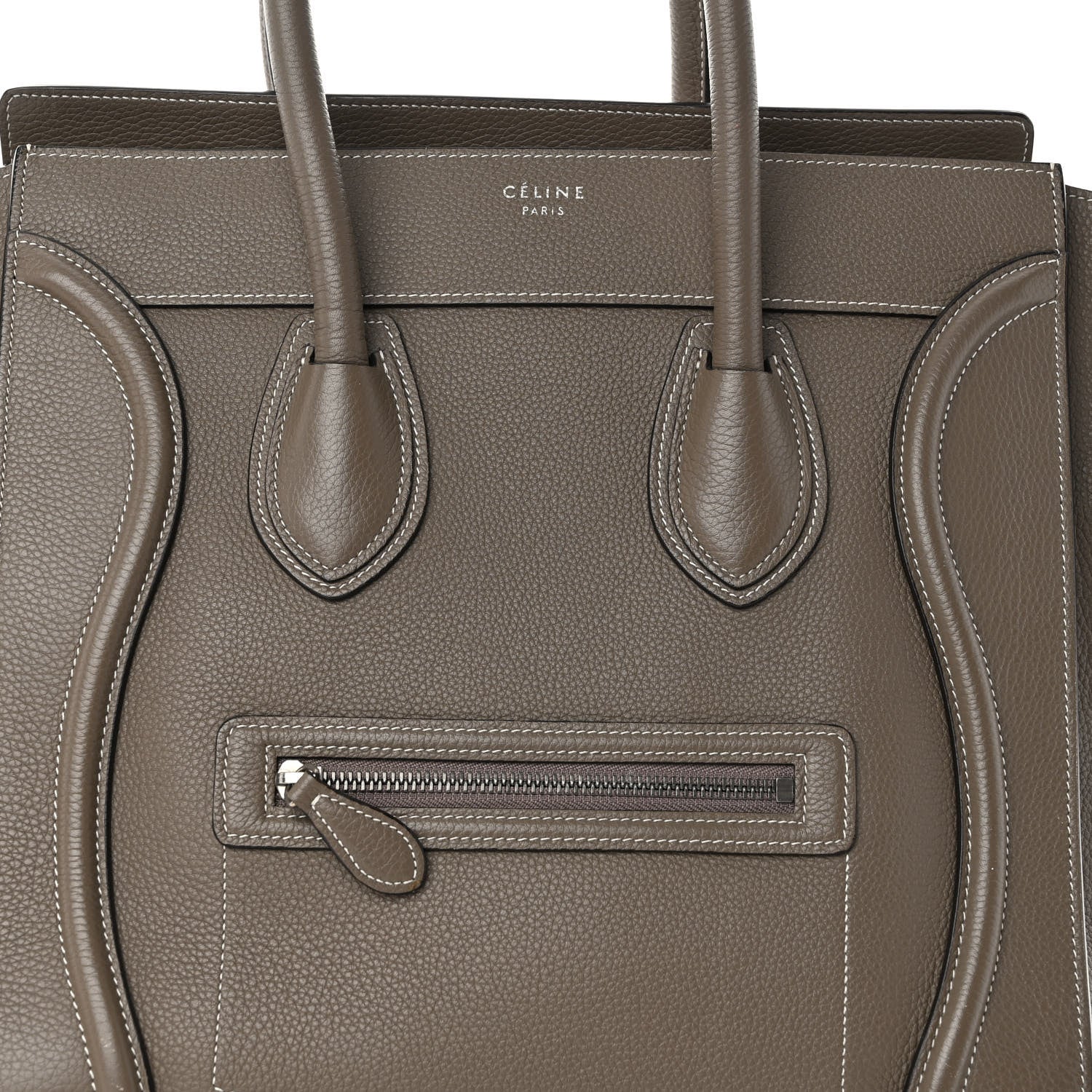 Celine Drummed Calfskin Mini Luggage Souris 6 of 9