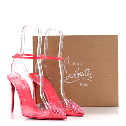 Christian Louboutin PVC Patent Perle Spikoo 100 Pumps 41 Fluo Pink 9 of 9