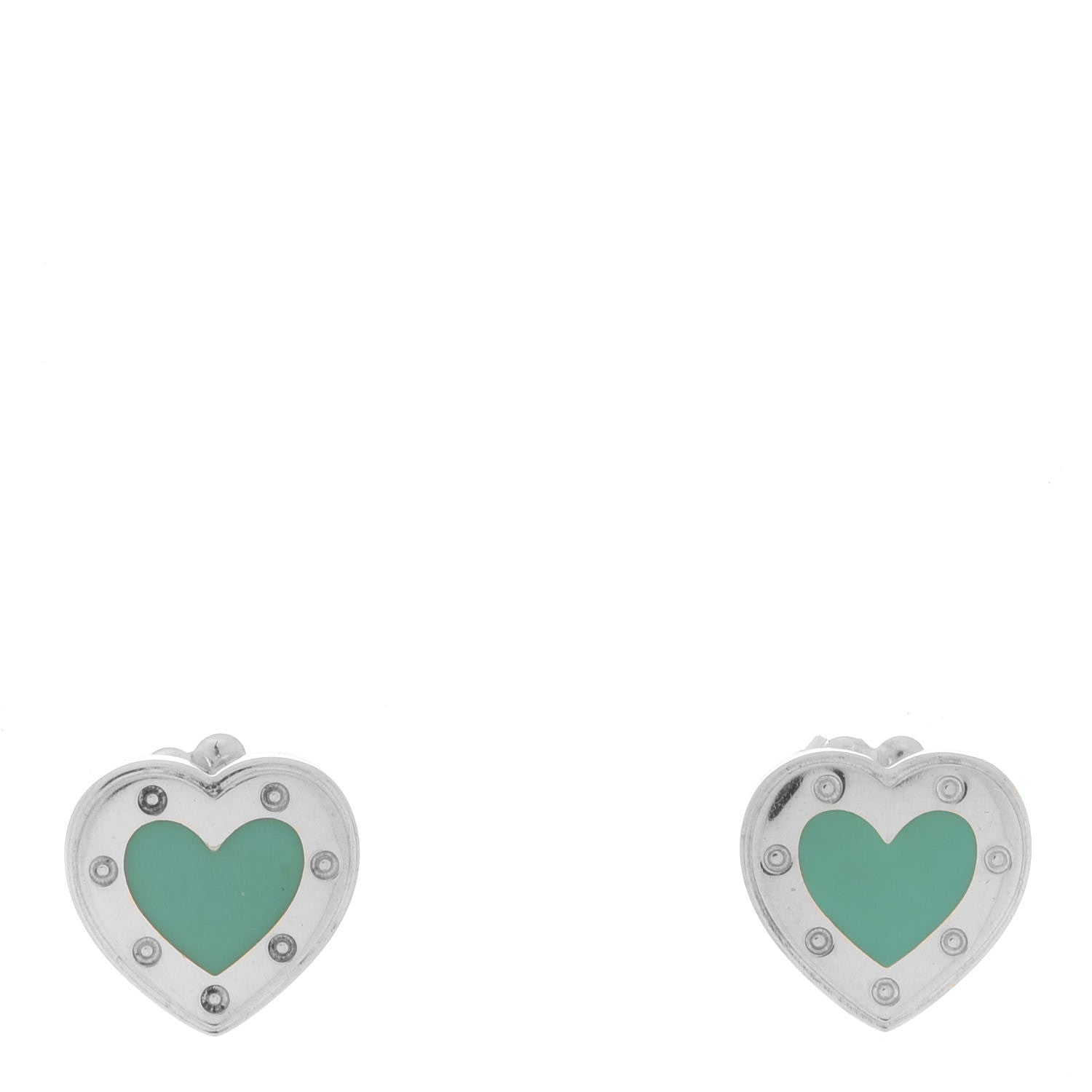 Tiffany Sterling Silver Enamel Mini Return to Tiffany Love Heart Earrings Blue 1 of 5