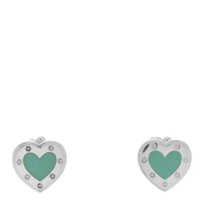Tiffany Sterling Silver Enamel Mini Return to Tiffany Love Heart Earrings Blue 1 of 5